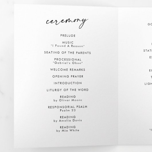 Boho Chic Wildflower Monogram Wedding Drieluik Programma (Binnenzijde eerst)