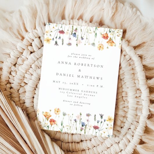 Boho Chic Wildflower Wedding Invitation