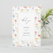 Boho Chic Wildflowers Modern Floral Wedding Bedankkaart (Staand voorkant)