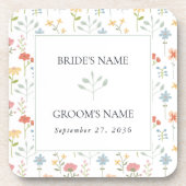 Boho Chic Wildflowers Modern Floral Wedding Bier Onderzetter (Voorkant)