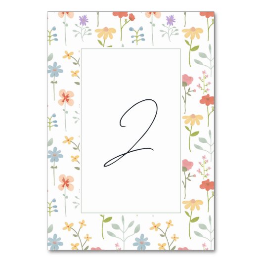 Boho Chic Wildflowers Modern Floral Wedding Kaart (Voorkant)