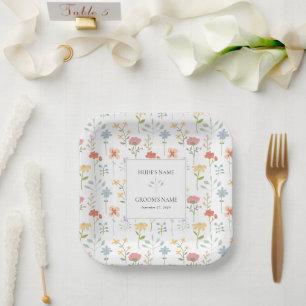 Boho Chic Wildflowers Modern Floral Wedding Papieren Bordje