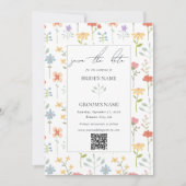 Boho Chic Wildflowers Modern Floral Wedding Save The Date (Voorkant)