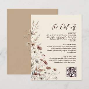 Boho Chic Wildflowers QR Code Trouwdetails Informatiekaartje