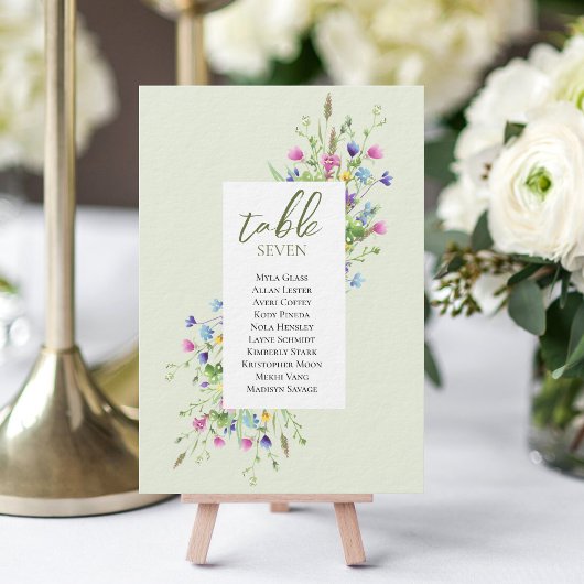 Boho chic Wildflowers Script Wedding Place Cards