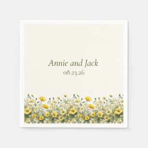 Boho Chic Wildflowers Yellow Olive Elegant Garden Servet