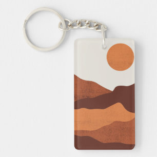 Boho Chic Woestijn Bergen Landschap Abstract Sleutelhanger