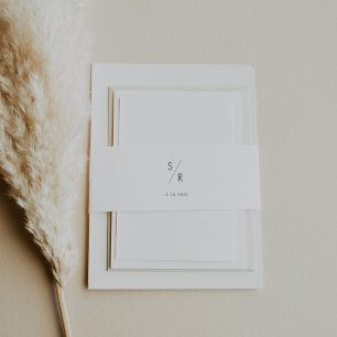 Boho Chic Zilver Grijs Monogram Bruiloft Uitnodigingen Wikkel