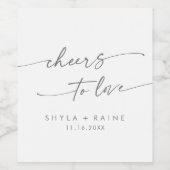 Boho Chic Zilver Grijs Proost op Liefde Bruiloft Wijn Etiket (Enkel label)