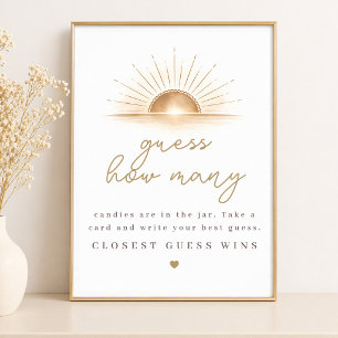 Boho Chic Zon Neutrale Baby Shower Raad Hoeveel Poster