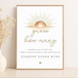 Boho Chic Zon Neutrale Baby Shower Raad Hoeveel Poster
