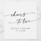 Boho Chic Zwart-wit Proost op Liefde Bruiloft Wijn Etiket (Enkel label)