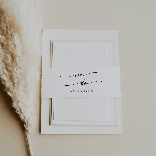 Boho Chic Zwart-wit We Do Wedding Uitnodigingen Wikkel