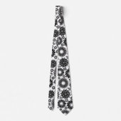 Boho Chic Zwart Witte Volkstuin Bloemen en Steruit Stropdas (Achterkant)