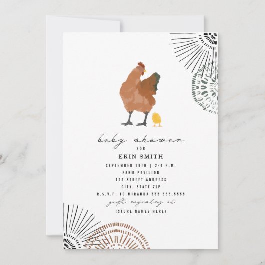 Boho Chicken Mama Baby shower Invitation (Devant)