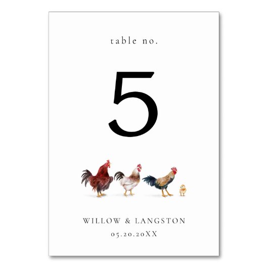 Boho Chicken Mariage Numéro de table (Dos)