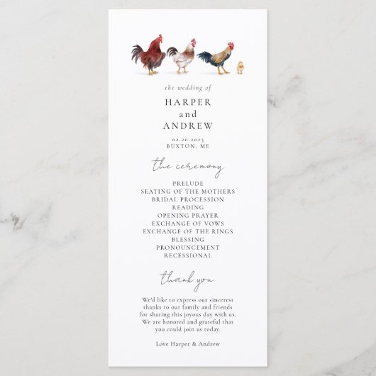 Boho Chicken Mariage programme de cérémonie (Devant)