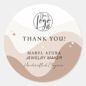 Boho chique aardetinten Sieradenmaker bedankt Ronde Sticker (Voorkant)