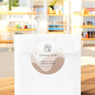 Boho chique aardetinten Sieradenmaker bedankt Ronde Sticker