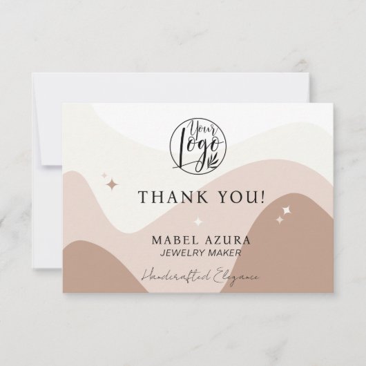 Boho chique aardetoon Sieradenmaker Qr logo Bedankkaart (Voorkant)