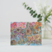 Boho chique bloementuin Waterverf schilderij Briefkaart (Staand voorkant)