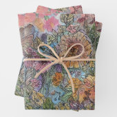 Boho chique bloementuin Waterverf schilderij Inpakpapier Vel (In situ)