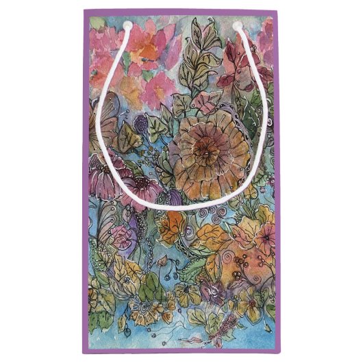 Boho chique bloementuin Waterverf schilderij Klein Cadeauzakje (Achterkant)