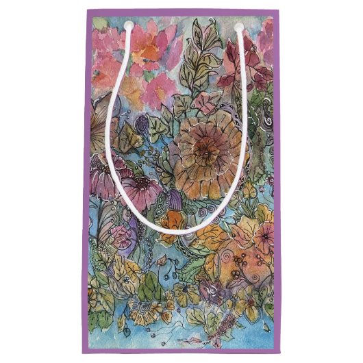 Boho chique bloementuin Waterverf schilderij Klein Cadeauzakje (Voorkant)
