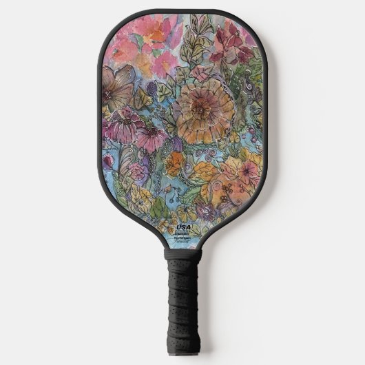 Boho chique bloementuin Waterverf schilderij Pickleball Paddle (Voorkant)