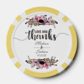 Boho chique blush roze bloemenbruiloft dank u pokerchips (Achterkant)