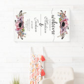 Boho chique blush roze bloemenbruiloft welkom spandoek (Insitu)