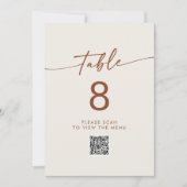 Boho Chique Bohemian Cream QR Code Tafelnummers (Voorkant)