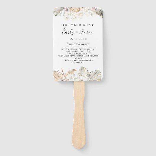 Boho-chique botanische bruiloft programma hand fan handwaaier (Voorkant)