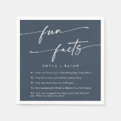 Boho chique donker marineblauw bruiloft leuk feit  servet (Voorkant)