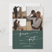 Boho Chique Emerald Groen Multi Foto QR Code Save The Date (Voorkant)