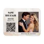 Boho Chique Foto QR Code Sla de datum op Magneet (Horizontaal)