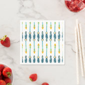 Boho Chique Geel Blauw waterverf Pijlen servetten (Insitu)