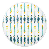 Boho chique gele blauwe pijlen knop (Voorkant)