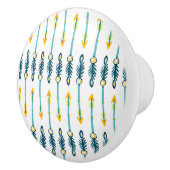 Boho chique gele blauwe pijlen knop (Rechts)