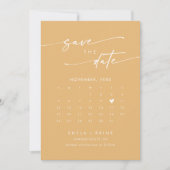 Boho chique gele goudsbloem QR code fotokalender Save The Date (Voorkant)