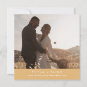 Boho chique gele goudsbloem vierkant foto terug save the date (Achterkant)