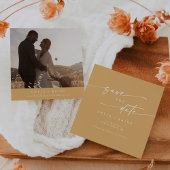 Boho chique gele goudsbloem vierkant foto terug save the date