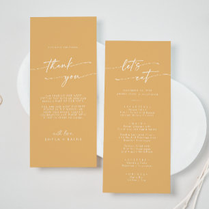 Boho Chique Gele Marigold Dank U en Bruiloft Menu