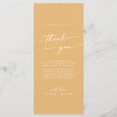 Boho Chique Gele Marigold Dank U en Bruiloft Menu (Achterkant)