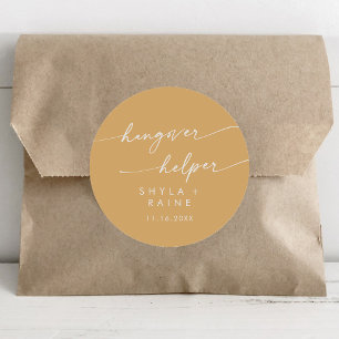Boho Chique Gele Marigold Hangover Helper Favor Ronde Sticker