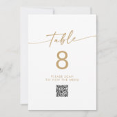 Boho Chique Goud en Wit QR Code Tafelnummers (Voorkant)