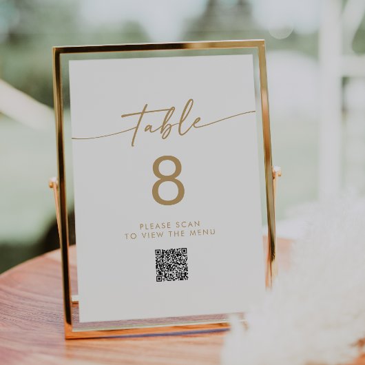 Boho Chique Goud en Wit QR Code Tafelnummers