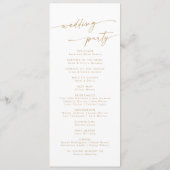 Boho Chique Goud en Witte Thee Lengte Bruiloft Programma (Achterkant)