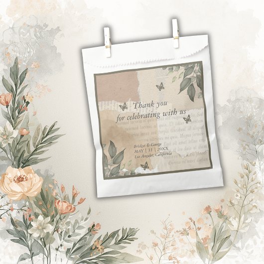 Boho chique  groen bruiloft dank u bedankzakje