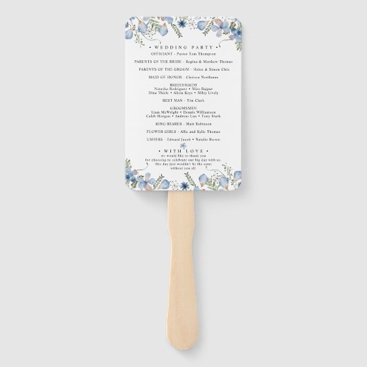 Boho Chique groen bruiloft programma Hand Fan Handwaaier (Achterkant)